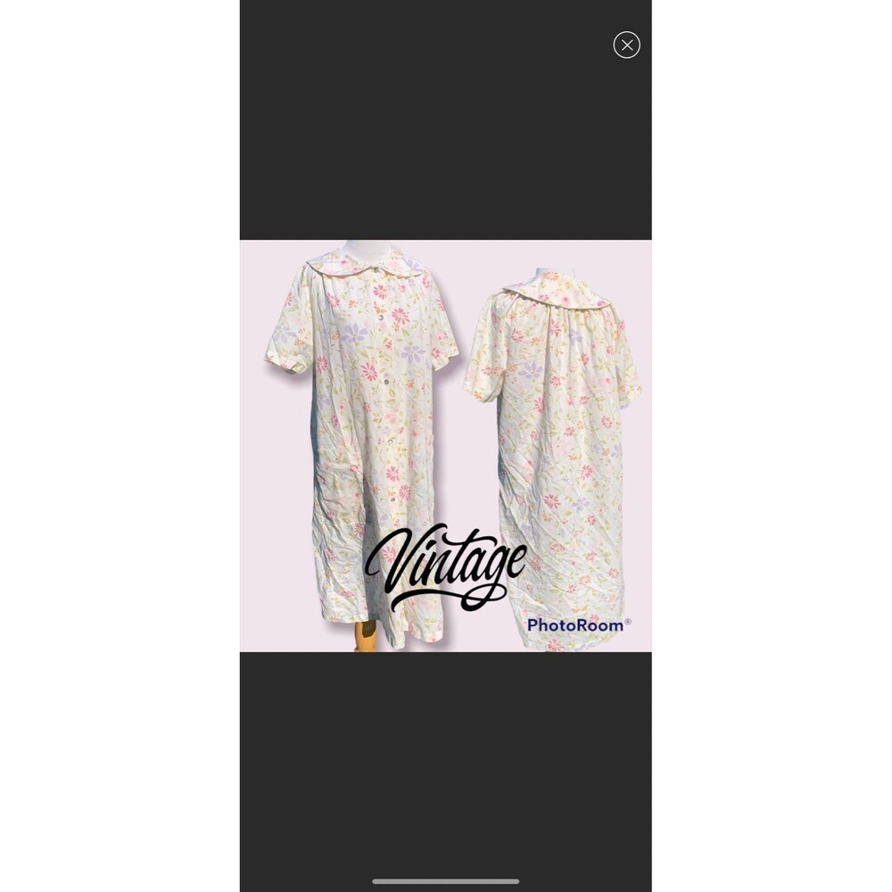 Vintage Pastel Floral Nightgown Night shirt Gown Pajamas Daméa S/M